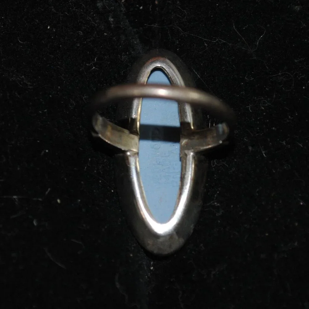 Vintage Wedgwood Sterling Jasperware Cameo of Hygieia, Goddess of Health, Ring